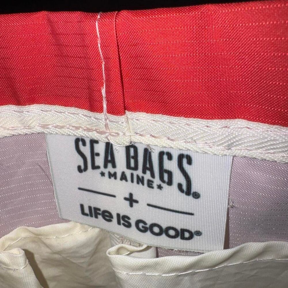 Sea Bags of Maine x Life is Good Red Beverage Bucket Bag Made in USA - Picture 4 of 8